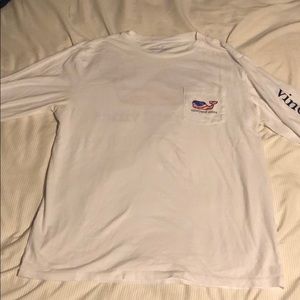White Long-Sleeve Vineyard Vines USA Whale T-Shirt
